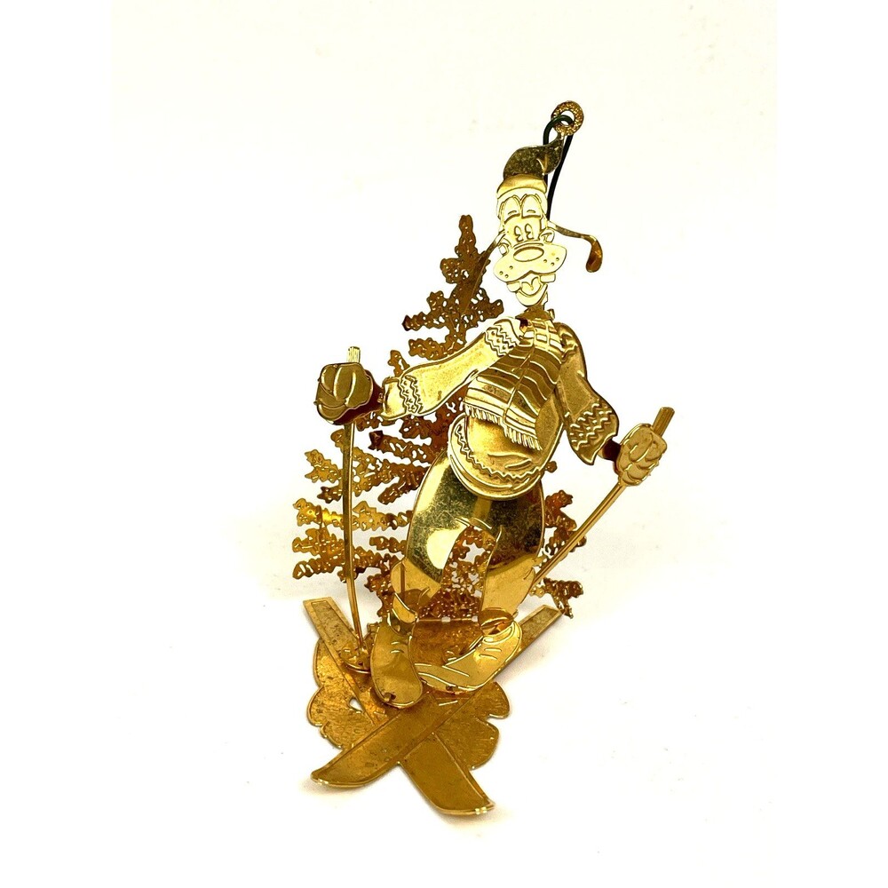 Goofy On Skis Danbury Mint Disney Gold Finished Christmas Ornament SKIING